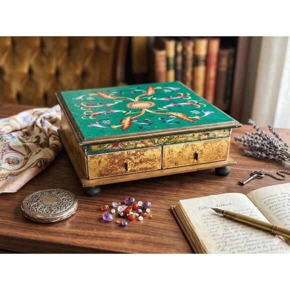 Large Vintage Italian Florentine Jewelry Box - MCM Made in Italy12” x 11.5”